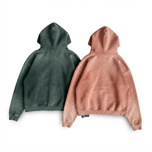 Vintage Heavyweight Full <b>Zip</b> Fleece Hoodie Regular Fit Streetwear Men Women Acid Wash Custom Casual Y2K Retro Eco-Friendly - Product Image 4