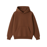 Sweat-shirt à capuche marron pour homme, coupe ample, en coton French Terry, décontracté, avec poche avant, pour l'automne