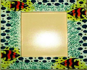 Rectangular Wooden Photo <b>Frame</b> <b>With</b> Fish Pattern Handmade Full Color Silk Screen <b>Printing</b> Creative Wall Art Decor Horizontal - Product Image 3