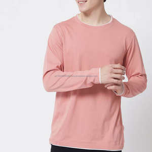 T-shirt à manches longues en coton pour homme, col rond, uni, avec impression de logo personnalisée, haut de sport, manches longues, t-shirts à manches longues pour homme - Product Image 1