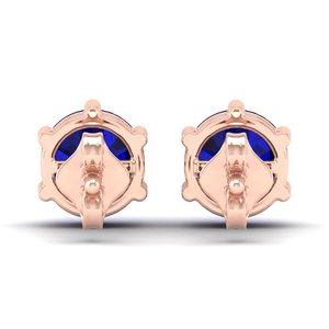 REYES New Arrival 925 Sterling Silver Moissanite <b>Screw</b> <b>Back</b> Stud <b>Earrings</b> Classic Round Cut 2Ct Blue Sapphire Gemstone Jewelry - Product Image 4
