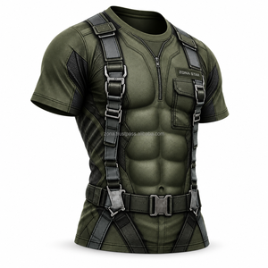 Wholesale Men's Short Sleeve Sublimation Knitted <b>T</b>-<b>Shirt</b> Custom 3D Printed <b>6</b> Abs <b>Pack</b> Muscle Design Polyester Quick Dry - Product Image 5