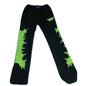 Pantalon en velours côtelé personnalisé avec logo, style streetwear, délavé à l'acide, en coton, coupe vintage décontractée, effet empilé, par le fabricant - Product Image 1