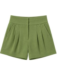 Ensemble deux pièces décontracté d'été pour femme : débardeur bleu ciel personnalisé par le fabricant et short vert olive – Tenue de détente sans manches - Product Image 4