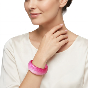 Brazalete Redondo de Resina Hecho a Mano con Flores, Color Rosa, para Mujeres y Niñas, Regalo para el Regreso a Clases, Fiestas, Bodas, Diseño Personalizado - Product Image 1