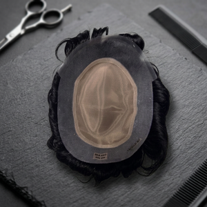 Peluca de Cabello Humano Remy de Seda Pro India, Ondulado Profundo y Ondulado Corporal, Negra, para Hombres, con Encaje y Gorra, Aspecto Natural - Product Image 6