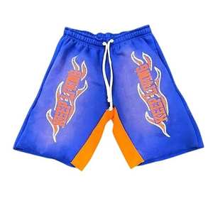 Ensemble de survêtement deux pièces en coton personnalisé, short de sport, ensemble été, effet délavé et logo imprimé, pour hommes - Product Image 5