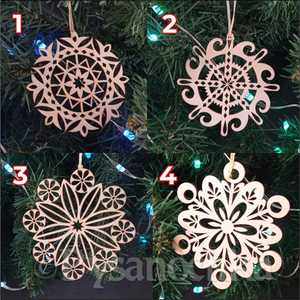 Adornos de Copos de Nieve de Madera, Corte Láser, Decoración Navideña Geométrica, Adornos Decorativos para Montar en la Pared del Hogar - Product Image 2