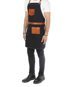 Tablier robuste en cuir et toile de luxe avec fermeture éclair, bretelles croisées réglables pour chef, barista, barbier, charpentier, atelier LCA-0002 - Product Image 5