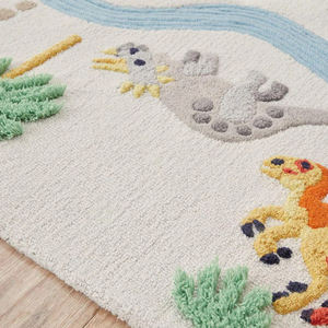 พรมปูพื้นผ้าฝ้ายทอมือ ลายไดโนเสาร์ซาฟารี พรมเด็กเนื้อนุ่ม ทำด้วยมือ สำหรับห้องเด็กอ่อน ห้องเล่น และตกแต่งห้องเด็ก - Product Image 4