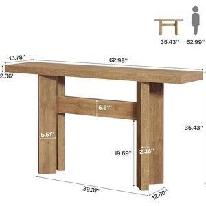 Consolle da 63 pollici in stile rustico, tavolo lungo in legno per ingresso, foyer, corridoio, soggiorno, dietro il divano - Product Image 5