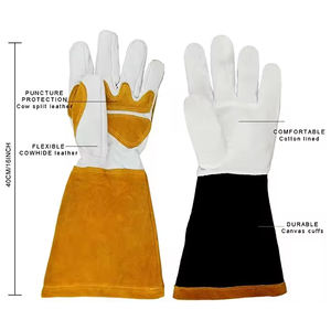 Gants de soudage en cuir de vachette pleine fleur, design personnalisé, pour travaux industriels et de construction, gants de sécurité pour soudeurs. - Product Image 4