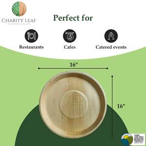 Piatto Rotondo in Foglia di Palma Naturale da 16 Pollici, Stoviglie e Articoli per la Tavola Usa e Getta - Product Image 4