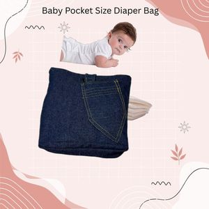 Sac à couches de poche pour bébé noir pliable, matelas à langer portable en nylon et denim avec fermeture éclair et rivets, sangle épaule/bandoulière, 0,2 kg - Product Image 2