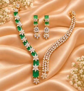 Juego de Joyas de Circonio de Lujo para Novia, Diseño de Cristal con Corte Esmeralda, Collar y Aretes para Compromiso, Boda o Fiesta - Product Image 2