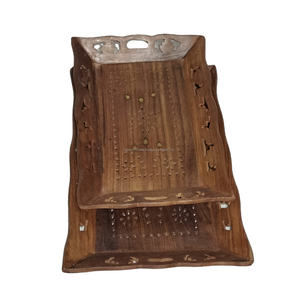 Plateau de service en bois moderne et écologique Plateau décoratif pour la cuisine à la maison pour les collations et le dîner Commandes en gros Bienvenue - Product Image 2