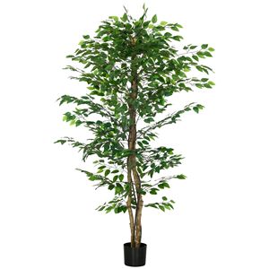 Albero di Ficus Artificiale da Interno 6 Piedi con Vaso per Arredamento Casa Ufficio Soggiorno Albero Finto di Qualità - Product Image 1
