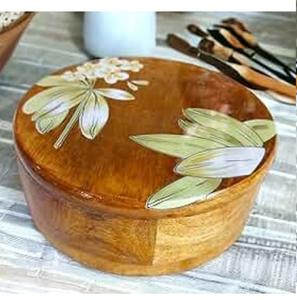 Boîte de rangement alimentaire au design moderne, boîte de service pour chapati et roti en bois d'acacia, pour la cuisine à domicile, utilisation quotidienne - Product Image 1