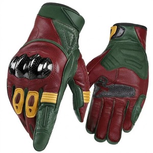 Leather <b>Full</b> Finger Racing Gloves Green Black Breathable Non <b>Slip</b> Outdoor Hard Shell for Outdoor Sports Touchscreen Motocross - Product Image 3
