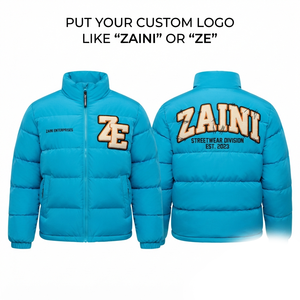Premium 320 GSM Polyester Turquoise <b>Quilted</b> Puffer <b>Jacket</b> Hooded Windproof Waterproof Camouflage <b>Pattern</b> Men's Winter Wear - Product Image 1