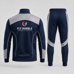 Ensemble de survêtement pour homme Fly Humble, veste zippée intégrale et pantalon, design sportif, noir avec bordure blanche, vêtements d'automne, prix bas, OEM - Product Image 4