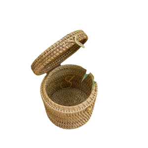 Cubierta Redonda de Mimbre Tejida a Mano para Caja de Pañuelos, Decoración del Hogar - Product Image 4