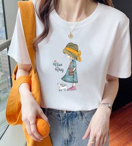 Camiseta de manga corta estampada, ajustada, antiarrugas, de secado rápido para mujer, nueva colección de verano 2024, estilo informal, de algodón puro, corte regular. - Product Image 3