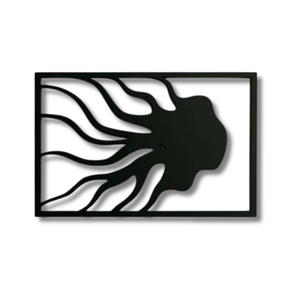 Arte de Pared Metálico Abstracto Moderno Personalizado, Silueta de Cara de Pulpo Medusa Cortada con Láser, Escultura Colgante de Hierro Negro para Sala de Estar - Product Image 1