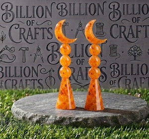 Statues décoratives en résine de luxe en forme de croissant de lune avec design sphérique, collection de cadeaux pour Ramadan et Eid - Product Image 2