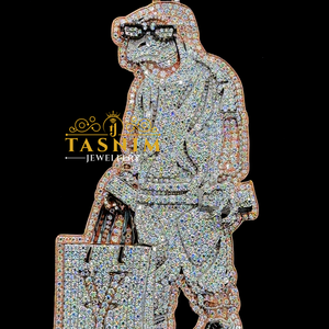Iced Out Moissanite Anhänger Roségold Hip Hop Affen-Einkaufstaschen-SD-Topper Micro Paved Halsketten-Charm für Herren - Product Image 4