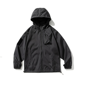 Men's Hooded Windbreaker <b>Jacket</b> Zipper Closure Solid Color Casual Outdoor Wear Autumn Season Polyester Material Loose Fit - Product Image 3