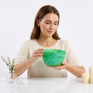 Tazón de Resina Clásico Ecológico Hecho a Mano ODM para Ensaladas y Frutas, Blanco y Negro con Diseño Tallado en Espiral, Textura de Mármol Acuático, Apto para Lavavajillas, Apilable - Product Image 1