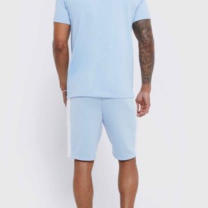 Men's Summer Shirt and Shorts <b>Set</b> Solid <b>Colour</b> 2 Piece Fashion Tracksuits 100% Cotton T-shirts Short Sleeve Cargo Shorts Outfits - Product Image 6