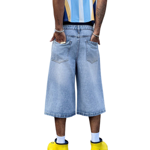 Pantalones Cortos Bermuda de Mezclilla Azul Claro para Hombre, Transpirables, Desgastados, de Corte Holgado, Casuales, con Detalles Rotos, Lavados, Estilo Urbano, Moda de Verano - Product Image 2