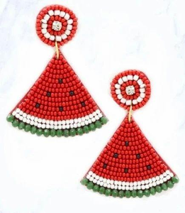 Bordado de cuentas de sandía hecho a mano, diseño de fruta colorido, joyería de algodón con cuentas, ligero, moda de verano BY MULTI MULTI - Product Image 1