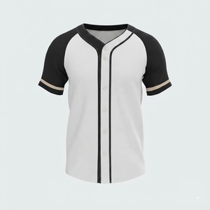 Camiseta de Béisbol Unisex Blanca y Negra de Manga Corta con Botones al Frente, Color Sólido, Poliéster Transpirable, Corte Regular, para Adultos, Todas las Temporadas - Product Image 1