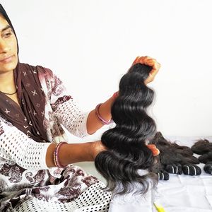 Traitement chimique de couleur naturelle de vague de corps d'extensions crues indiennes de cheveux vierges de double trame de haute qualité aucun de haute qualité - Product Image 1