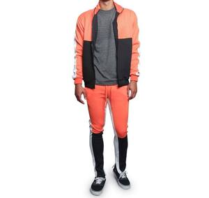 Traje deportivo de nailon personalizado para hombre, conjunto completo de entrenamiento y jogging, ligero, transpirable, con bloques de color. - Product Image 1