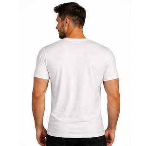 Camiseta Blanca Personalizada con Logotipo para Hombre, Estampado a Rayas en el Pecho, Manga Corta, Corte Ajustado Informal, Ropa de Verano - Product Image 4
