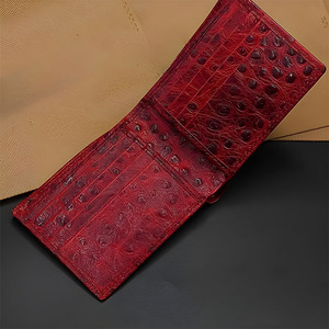 Red Ostrich Embossed Pattern Leather Bifold <b>Wallet</b> For <b>Men</b> Luxury <b>Card</b> Holder Slim Multi Slot Durable Pocket Purse Cash Business - Product Image 2