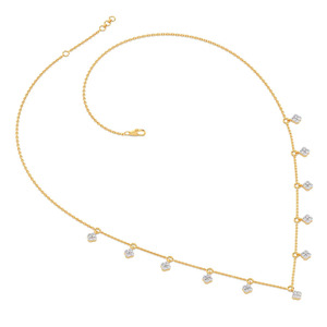 Floating Blossom Charm Diamond <b>Necklace</b> with Repeating Floral Drops and <b>Delicate</b> Gold Chain Design - Product Image 2