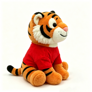 Peluche de tigre naranja, peluche de tigre sentado, peluche de tigre con camisa roja, lindo peluche de tigre - Product Image 5