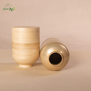 Vase à fleurs artisanal en bambou naturel, design pour la décoration intérieure, luxe, écologique, accent d'intérieur - Product Image 3