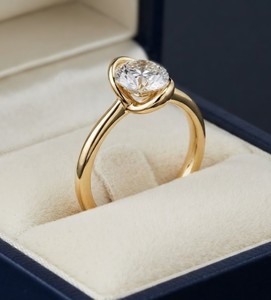 Bague de fiançailles et de mariage en or massif 10K 14K 18K avec demi-diamant rond et diamant de laboratoire rond de 0,3 carat F-VS - Product Image 4