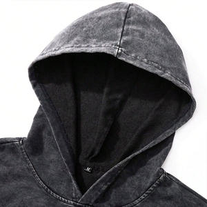 Sweat à capuche personnalisé délavé à l'acide, coupe classique, grammage lourd, 100% coton molletonné respirant, style streetwear hip-hop automne - Product Image 4