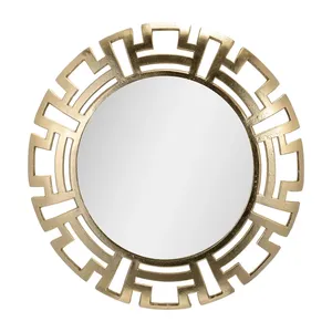 Miroir mural circulaire plaqué or, design géométrique abstrait, style Art Déco, décoration intérieure, salon, chambre, entrée, miroir d'appoint - Product Image 1