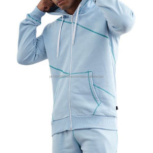 Oem Full Zip Up Hoodie Custom Winter 100% Pure Cotton Line Cremallera decorativa Sudadera Logo Printing Zip Up Hoodie para hombres - Product Image 1