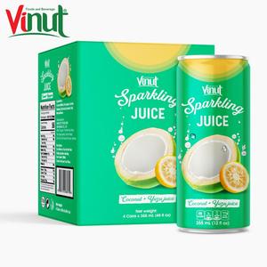 12 floz eau gazeuse VINUT 4 boîtes de jus de noix de coco et de yuzu répertoire du fabricant produit de vente chaud OEM de bonne qualité - Product Image 1