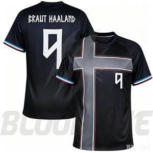 Maillot de football de l'équipe nationale de Norvège BLOODLINE INTERNATIONAL pour hommes, rouge, bleu, blanc, 9 Braut Haaland, impression par sublimation, respirant - Product Image 3