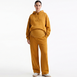 100% Cotton Fleece Maternity Tracksuit Women Pullover Maternity <b>Hoodie</b> Sweatpants Jogger Set Winter Maternity Tracksuits Ladies - Product Image 1
